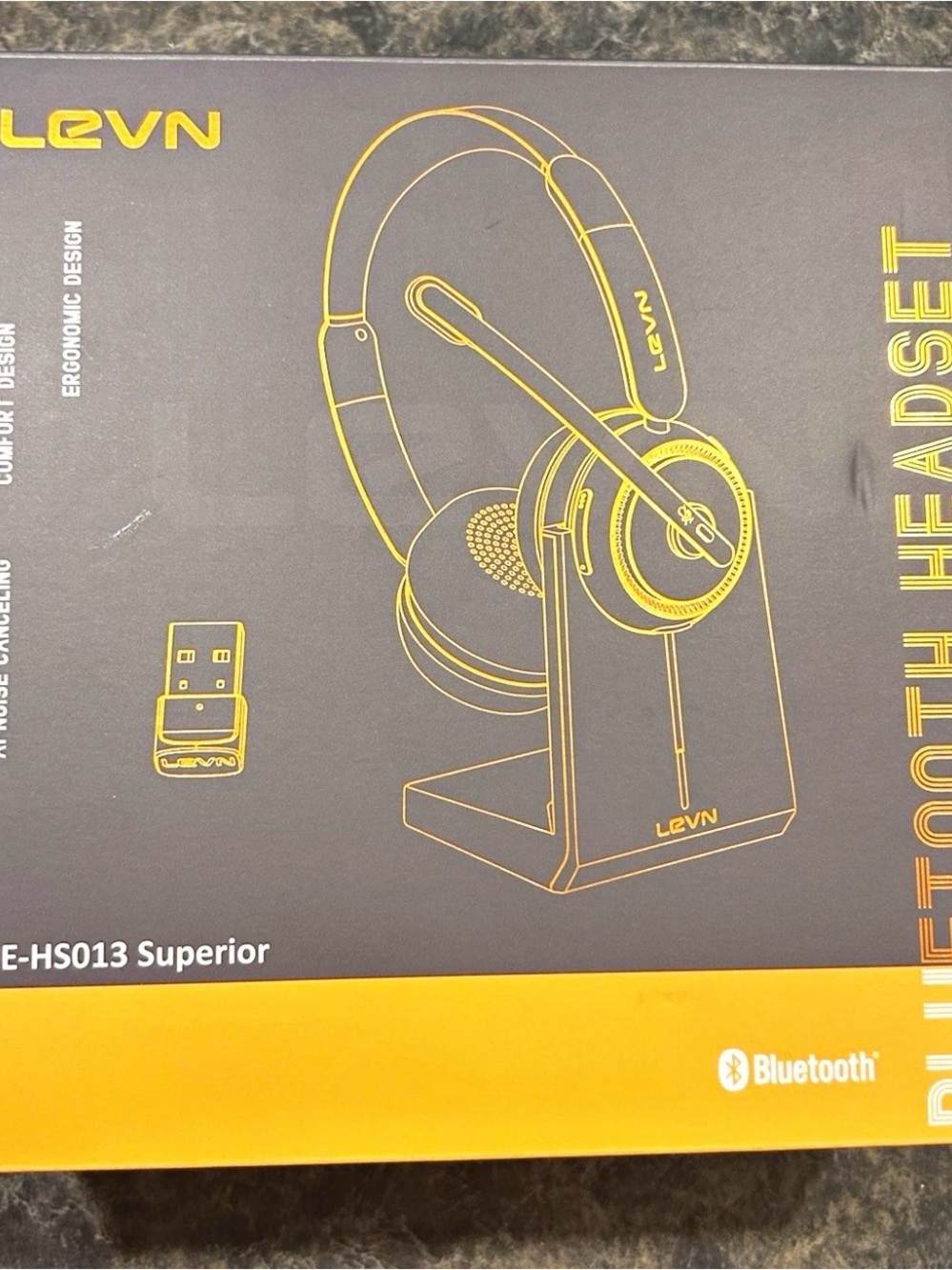 Bluetooth Headset in Black and Yellow - Wireless Over-Ear Headphones